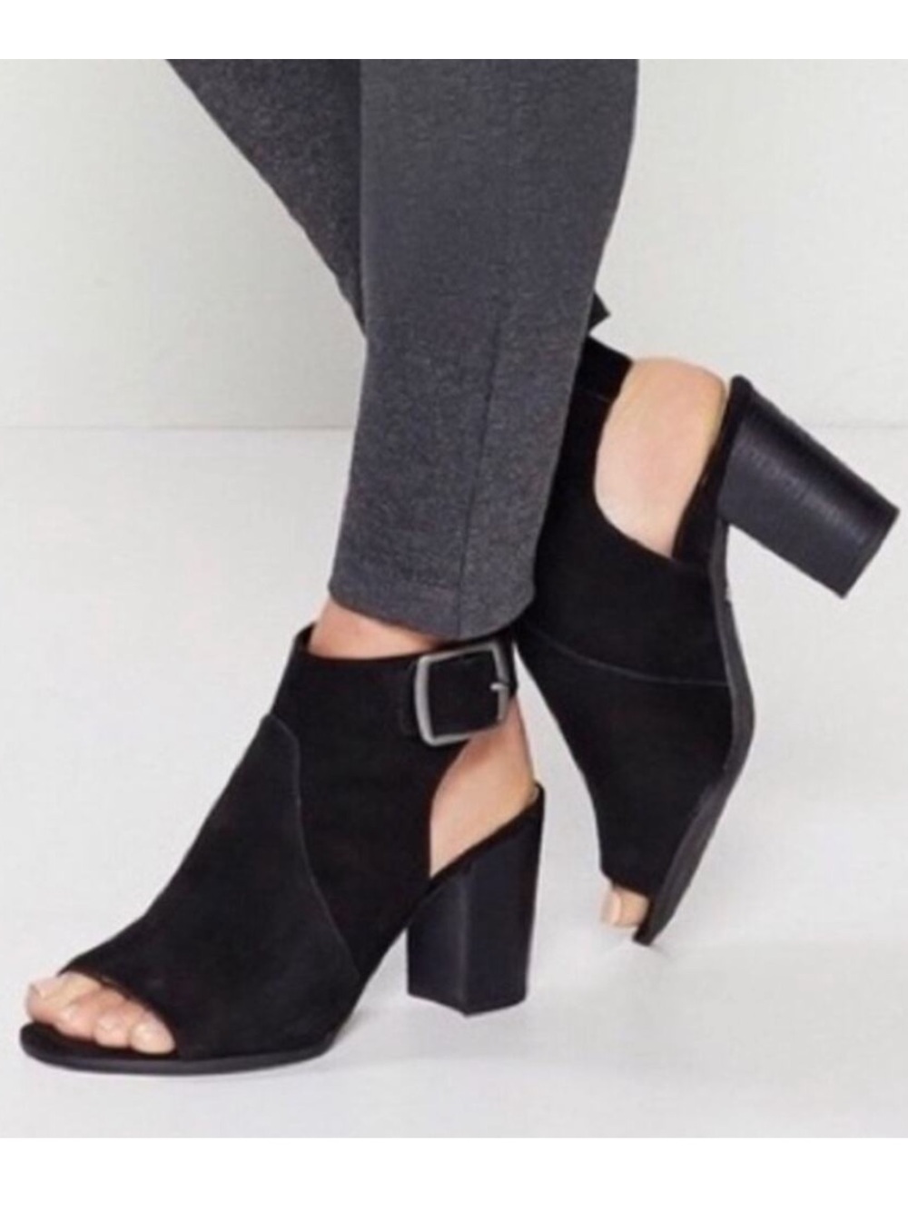 Vionic | Blakely black suede open-toe block heel bootie Sandal 8